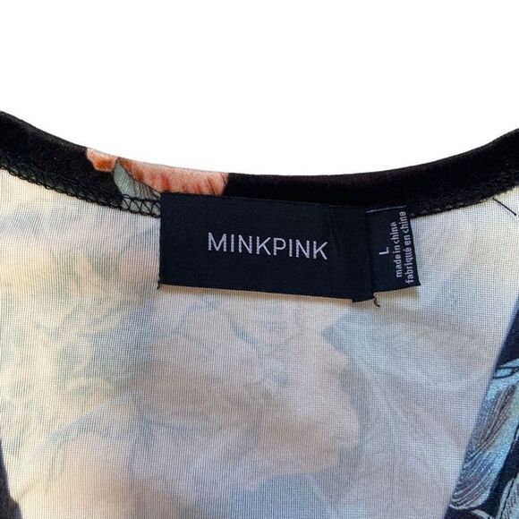 MINKPINK Garden of Eden Velvet Floral Long Sleeve Crop Top Women’s Size Large - Picture 4 of 6